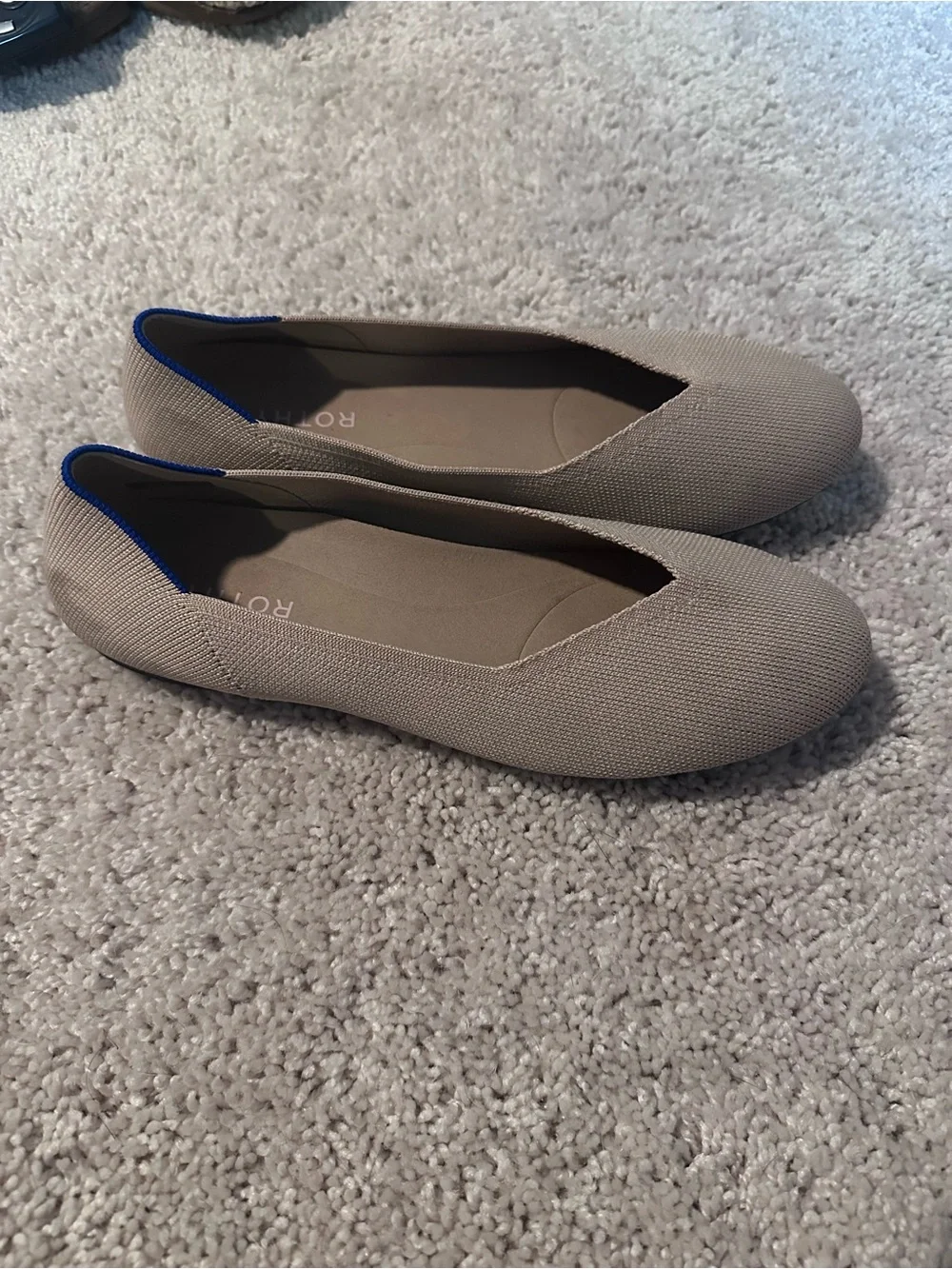 Rothy's Beige Slip-On Loafers with Blue Accent